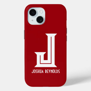 Minimaal monogram rood iPhone 15 case