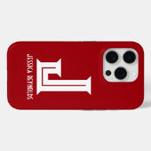 Minimaal monogram rood Case-Mate iPhone case (Achterkant (horizontaal))