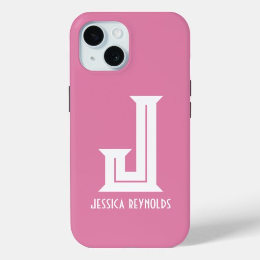 Minimaal monogram roze Case-Mate iPhone case (Achterkant)