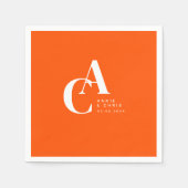 Minimaal, Monogram, Sinaasappel, Bruiloft Servet (Voorkant)