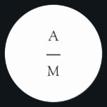 Minimaal Monogram Trendy Chic Black White Wedding Ronde Sticker<br><div class="desc">Minimalistisch monogram Trendy Chic Typography Wedding Classic Round Sticker in zwart-wit</div>