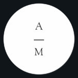 Minimaal Monogram Trendy Chic Black White Wedding Ronde Sticker<br><div class="desc">Minimalistisch monogram Trendy Chic Typography Wedding Classic Round Sticker in zwart-wit</div>