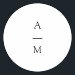 Minimaal Monogram Trendy Chic Black White Wedding Ronde Sticker<br><div class="desc">Minimalistisch monogram Trendy Chic Typography Wedding Classic Round Sticker in zwart-wit</div>