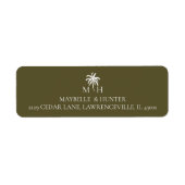 Minimaal monogram tropische palmboom etiket (Voorkant)