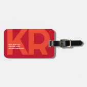 Minimaal Monogram Vet Eenvoudig Retro Snoep Rood Bagagelabel (Voorkant horizontaal)