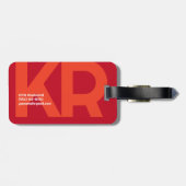 Minimaal Monogram Vet Eenvoudig Retro Snoep Rood Bagagelabel (Achterkant horizontaal)