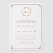 Minimaal Monogram Wapen Frame Terracotta Bruiloft Vellum Uitnodigingen (Voorkant)