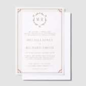 Minimaal Monogram Wapen Frame Terracotta Bruiloft Vellum Uitnodigingen (Offset)