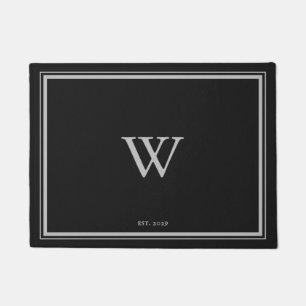 Minimaal Monogram Welkomststeenkolen Zwart Grijs Deurmat