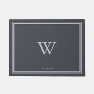 Minimaal Monogram Welkomstwoord Anchor Gray   Zilv Deurmat