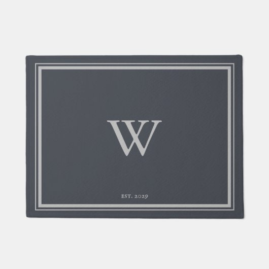 Minimaal Monogram Welkomstwoord Anchor Gray | Zilv Deurmat (Voorkant)
