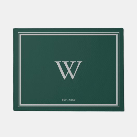 Minimaal Monogram Welkomstwoord Groen | Grijs Deurmat (Voorkant)