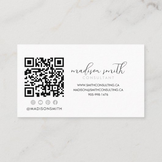 Minimaal Monogram Zwart Elegant Script Vrouwelijk Visitekaartje (Achterkant)