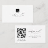 Minimaal Monogram Zwart Elegant Script Vrouwelijk Visitekaartje (Voorkant / Achterkant)