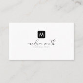Minimaal Monogram Zwart Elegant Script Vrouwelijk Visitekaartje (Voorkant)