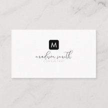 Minimaal Monogram Zwart Elegant Script Vrouwelijk