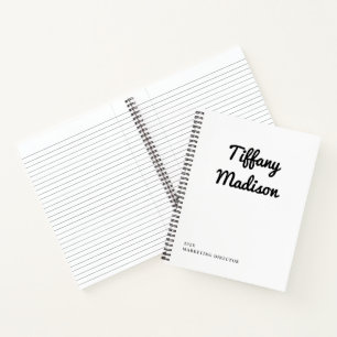 Minimaal Monogram Zwart en Wit Aangepaste Naam Jaa Notitieboek