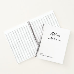 Minimaal Monogram Zwart en Wit Aangepaste Naam Jaa Notitieboek
