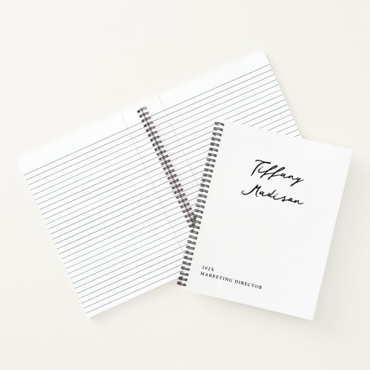 Minimaal Monogram Zwart en Wit Aangepaste Naam Jaa Notitieboek (Binnen)