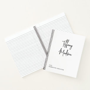 Minimaal Monogram Zwart en Wit Aangepaste Naam Jaa Notitieboek
