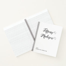 Minimaal Monogram Zwart en Wit Aangepaste Naam Jaa Notitieboek