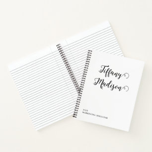 Minimaal Monogram Zwart en Wit Aangepaste Naam Jaa Notitieboek