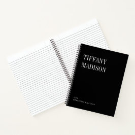 Minimaal Monogram Zwart en Wit Aangepaste Naam Jaa Notitieboek