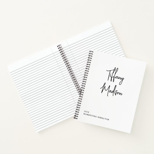 Minimaal Monogram Zwart en Wit Aangepaste Naam Jaa Notitieboek (Binnen)