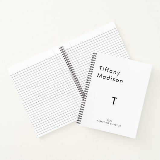 Minimaal Monogram Zwart en Wit Aangepaste Naam Jaa Notitieboek (Binnen)