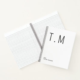 Minimaal Monogram Zwart en Wit Aangepaste Naam Jaa Notitieboek