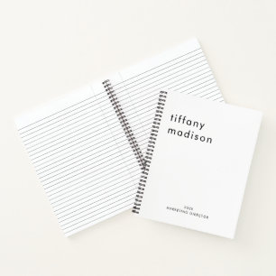 Minimaal Monogram Zwart en Wit Aangepaste Naam Jaa Notitieboek