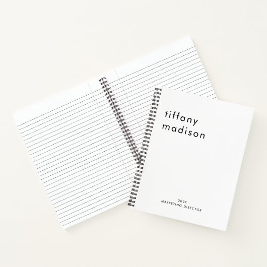 Minimaal Monogram Zwart en Wit Aangepaste Naam Jaa Notitieboek (Binnen)