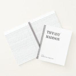 Minimaal monogram zwart en wit aangepaste naam jaa notitieboek