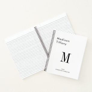 Minimaal Monogram Zwart en Wit Aangepaste Naam Jaa Notitieboek
