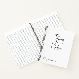 Minimaal Monogram Zwart en Wit Aangepaste Naam Jaa Notitieboek