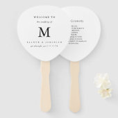 Minimaal Monogram Zwart Wit Bruiloft Handwaaier (Voorkant en achterkant)