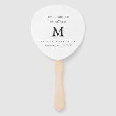 Minimaal Monogram Zwart Wit Bruiloft Handwaaier (Voorkant)