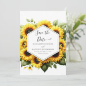 Minimaal mooie zonnebloem bruiloft save the date (Staand voorkant)