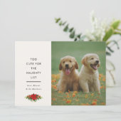 Minimaal Moppige Uitdrukking Huisdier Kerst Foto Feestdagenkaart (Staand voorkant)