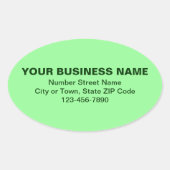 Minimaal naamloos zakelijk merk op lichtgroen ovale sticker (Voorkant)