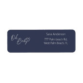 Minimaal Nautical Navy Oh baby Baby shower Etiket (Voorkant)