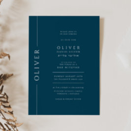 Minimaal Navy Blue Bar Mitswa Typografie Kaart