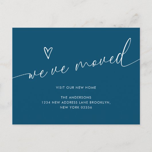 Minimaal Navy Blue Heart script dat we verplaatst  Briefkaart (Voorkant)