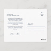 Minimaal Navy Calligrafie Script Bruiloft Bedankt Briefkaart (Achterkant)