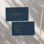 Minimaal Navy Gold Script Visitekaartje