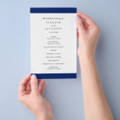 Minimaal Navyblauw Elegant Bruiloftsprogramma voor Flyer (Hand)
