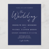 Minimaal Navyblauw Script Huwelijksuitnodiging (Voorkant)