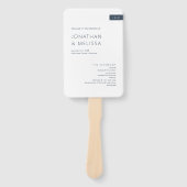 Minimaal Navyblauw & Wit Monogram Huwelijksprogram Handwaaier (Voorkant)