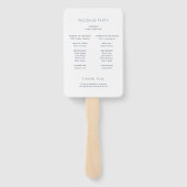 Minimaal Navyblauw & Wit Monogram Huwelijksprogram Handwaaier (Achterkant)