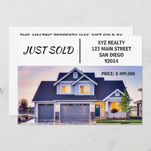 Minimaal Net Verkocht Onroerend goed Marketing Aankondiging (Voorkant / Achterkant)